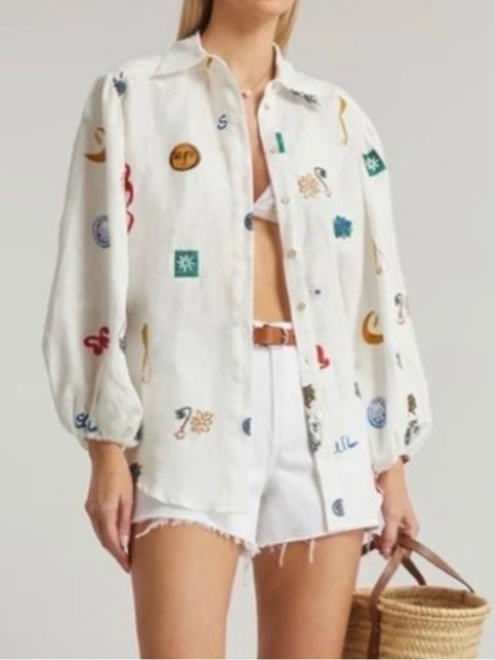Alemais Soleil Embroidered Linen Shirt